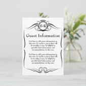 Elegante Monogram Guest Information Card Begleitkarte (Stehend Vorderseite)