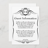 Elegante Monogram Guest Information Card Begleitkarte (Vorne/Hinten)