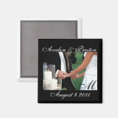 Elegante Monogram-Hands speichern das Datumsfenste Magnet (Vorderseite/Rückseite)