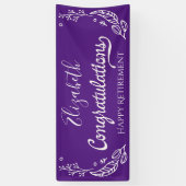 Elegante Monogram Happy Retirement Lila Banner (Vertikal)