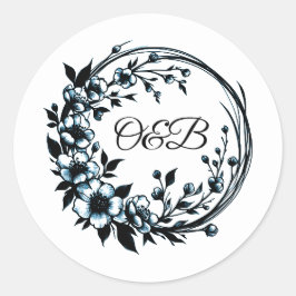 Elegante Monogram-Hochzeitsticker Runder Aufkleber