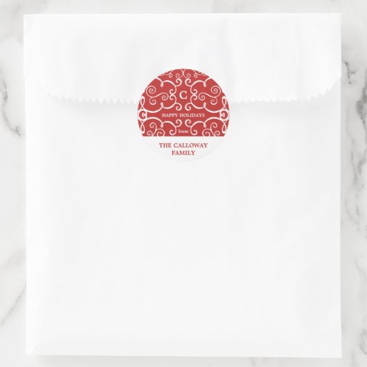 Elegante Monogram Holiday Sticker / Rot (Tasche)