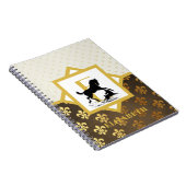 Elegante Monogram Horse Dog Gold Bronze Fleurdelys Notizblock (Rechte Seite)