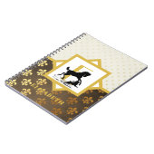 Elegante Monogram Horse Dog Gold Bronze Fleurdelys Notizblock (Linke Seite)