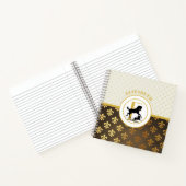 Elegante Monogram Horse Dog Gold Bronze Fleurdelys Notizblock (Innenseite)