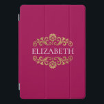 Elegante Monogram Hot Pink Gold Chic iPad Pro Cover<br><div class="desc">Ein elegantes,  heißes Rosa und goldenes Pad Gehäuse. Gut für die Rückkehr zur Schule. Fügen Sie Ihren Namen zwischen den goldenen Blüten auf der Vorderseite geblüht. Entworfen für Sie von BlackBerry Boulevard.</div>