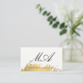 Elegante Monogram Imitate Gold Brushed Visitenkarte (Stehend Vorderseite)