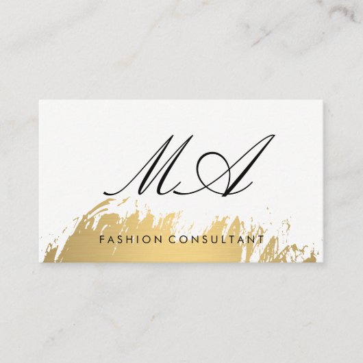 Elegante Monogram Imitate Gold Brushed Visitenkarte (Vorderseite)