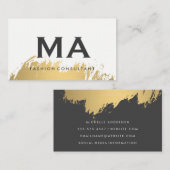 Elegante Monogram Imitate Gold Brushed Visitenkarte (Vorne/Hinten)