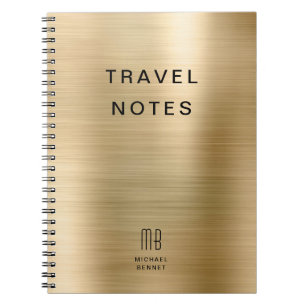 Elegante Monogram Imitate Gold Travel Notizblock