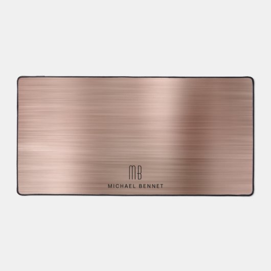 Elegante Monogram Imitate Rose Gold gegossene Meta Schreibtischunterlage (Vorderseite)