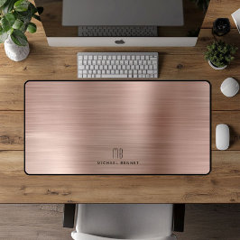 Elegante Monogram Imitate Rose Gold gegossene Meta Schreibtischunterlage