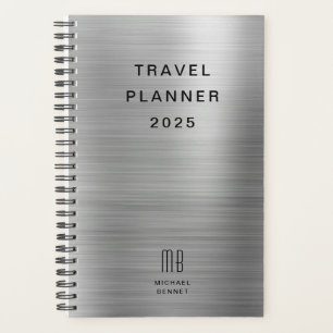 Elegante Monogram Imitate Silver Gray Travel Planer