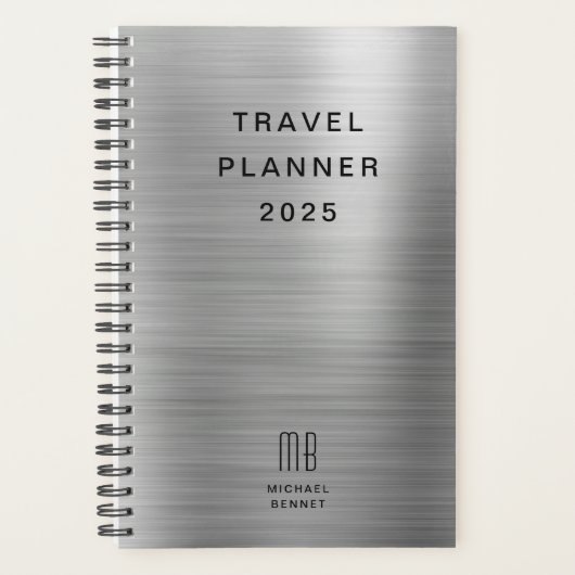 Elegante Monogram Imitate Silver Gray Travel Planer (Vorderseite)