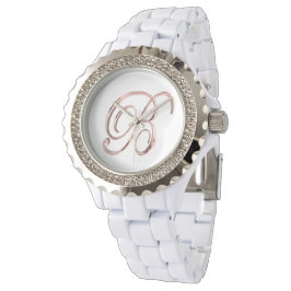 Elegante Monogram Initial B Imitate Rose Gold Armbanduhr
