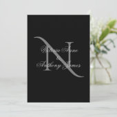 Elegante Monogram Initial Black Wedding Einladung (Stehend Vorderseite)