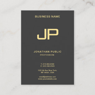 Elegante Monogram Initial Luxury Mighty Black Gold Visitenkarte