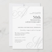 Elegante Monogram Initials 50. Hochzeitstag Einladung (Vorderseite)