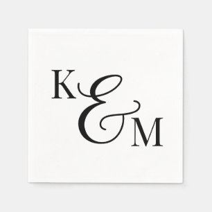 Elegante Monogram Initials Ampersand Hochzeit Serviette