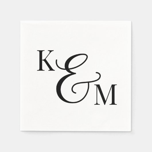 Elegante Monogram Initials Ampersand Hochzeit Serviette (Vorderseite)