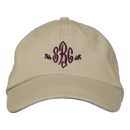 Elegante Monogram Initials bestickt Hat Bestickte Baseballkappe (Vorderseite)