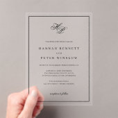 Elegante Monogram-Initials Black Frame Wedding Acryleinladungen (Insitu (Handheld))