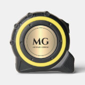 Elegante Monogram-Initials Black Gold Maßband (Vorderseite)