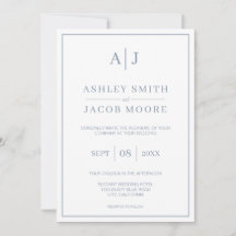 Elegante Monogram Initials Dusty Blue Wedding