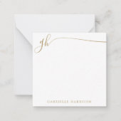 Elegante Monogram Initials Gold Script Mitteilungskarte (Vorderseite)
