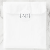 Elegante Monogram-Initials Hochzeit-Rücksendeadres Runder Aufkleber (Tasche)