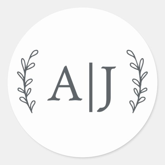 Elegante Monogram-Initials Hochzeit-Rücksendeadres Runder Aufkleber (Vorderseite)