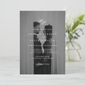 Elegante Monogram Initials Minimale Foto Hochzeit Einladung (Stehend Vorderseite)