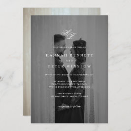 Elegante Monogram Initials Minimale Foto Hochzeit Einladung