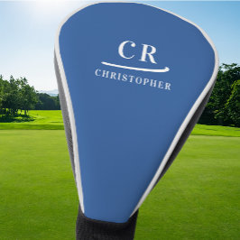 Elegante Monogram Initials Name Personalisiert Blu Golf Headcover