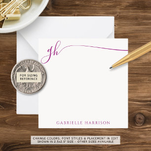 Elegante Monogram Initials Pink Script Mitteilungskarte