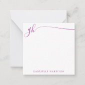 Elegante Monogram Initials Pink Script Mitteilungskarte (Vorderseite)
