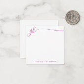 Elegante Monogram Initials Pink Script Mitteilungskarte (Vorderseite/Rückseite Beispiel)