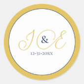 Elegante Monogram Initials Wedding Couple Mustard Runder Aufkleber (Vorderseite)