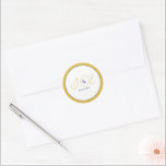 Elegante Monogram Initials Wedding Couple Mustard Runder Aufkleber<br><div class="desc">Elegante Monogram Initials Wedding Couple Mustard Classic Round Sticker.</div>