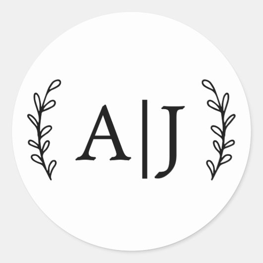 Elegante Monogram-Initials Wedding Rücksendeadress Runder Aufkleber (Vorderseite)