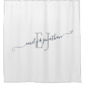 Elegante Monogram-Initials White Duschvorhang (Vorderseite)