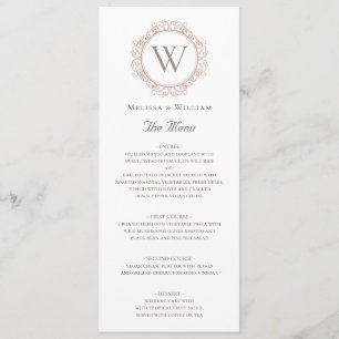 Elegante Monogram Insigna Wedding Menükarte