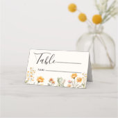 Elegante Monogram Ivory Weadow Wildblume Wedding Platzkarte (Vorderseite)