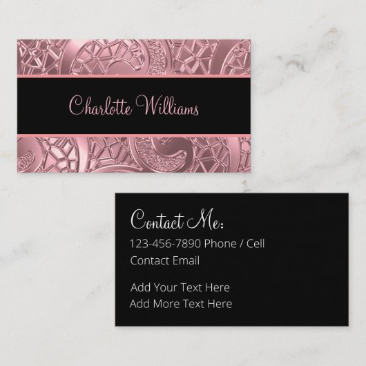 Elegante Monogram Ladys Contact Cards Visitenkarte (Vorne/Hinten)