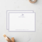 Elegante Monogram Lavender Gingham Note Card Mitteilungskarte (Vorderseite/Rückseite Beispiel)