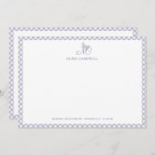 Elegante Monogram Lavender Gingham Note Card Mitteilungskarte (Vorne/Hinten)