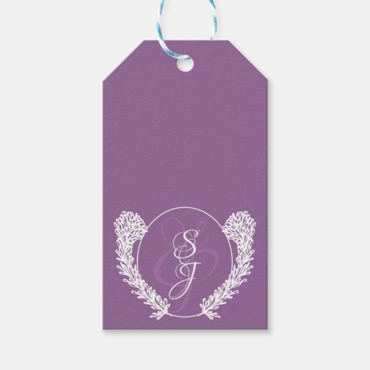 Elegante Monogram Lavender Lila Wedding Geschenkanhänger (Vorderseite)