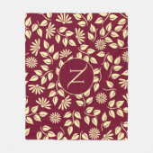 Elegante Monogram Leaf Daisy Muster Burgundy Bath Fleecedecke (Vorderseite)