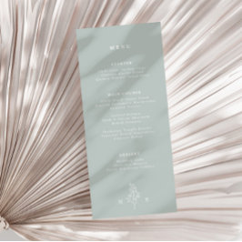 Elegante Monogram Leaf Sage Green Wedding Menükarte