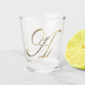 Elegante Monogram Letter A Imitate Gold Chic Schnapsglas (Vorderseite)